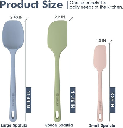 ChefAide 3 Pieces Silicone Spatula Set, Food Grade Rubber Spatula, Upgrade Strong Handle with Ergonomic Grip, Heat Resistant for Nonstick Cookware, Cooking - Image 2