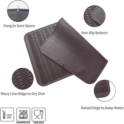 MicoYang Silicone Dish Drying Mat for Multiple Usage,Easy clean,Eco-friendly,Heat-resistant Silicone Mat for Kitchen Counter or Sink,Refrigerator or Drawer Liner Coffee 4XL 32 inches x 18 inches - Image 4