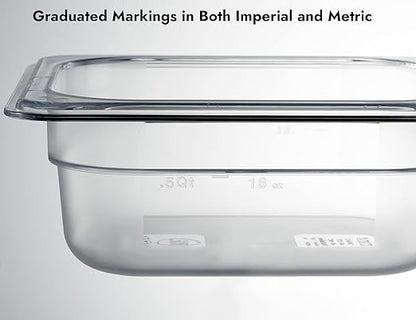 CURTA 6-Pack 1/6 Size 2.5" Deep NSF Polycarbonate Food Pans | Dishwasher & Freezer Safe Clear Container for Prep Tables, Buffet, Salad Bar, Commercial & Home Kitchen