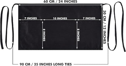 Dreamology Server Apron,Waist Apron with Pockets,Waitress Apron,Server Aprons with 3 Pockets,Waterdrop Resistant Aprons, Short, Half & Waist Apron, Aprons, Black waitress apron - Black (3 Pack)