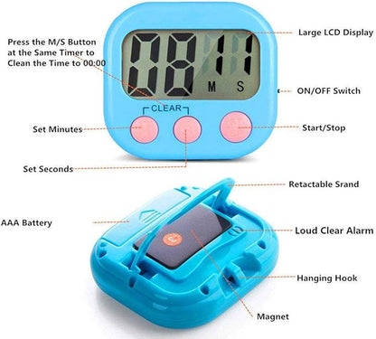 Digital Kitchen Timer, Big Display Screen, Loud Alarm, Strong Magnetic Backing Stand, Cooking Baking Kids Classroom Teacher Game Timers, Minute Seconds Count Up Countdown and Simple Operation(4 Pack) - Image 2
