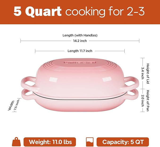 Enameled Cast Iron Sourdough Bread Oven, Dutch Oven for Bread Baking, - incl. Sourdough Bread-Baking Supplies like Banneton Bread-Proofing Basket - 5QT Loaf Cast Iron Bread Pan-Making Kit Pan, Pot, Sour Sough Tools, Lame (Pink) - Image 2