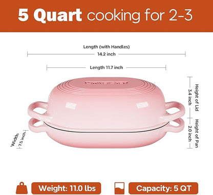 Enameled Cast Iron Sourdough Bread Oven, Dutch Oven for Bread Baking, - incl. Sourdough Bread-Baking Supplies like Banneton Bread-Proofing Basket - 5QT Loaf Cast Iron Bread Pan-Making Kit Pan, Pot, Sour Sough Tools, Lame (Pink) - Image 2