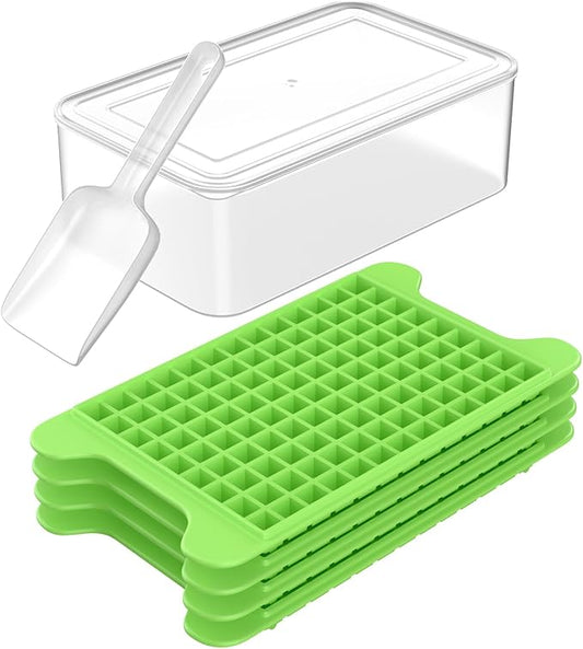 Mini Ice Cube Tray for Freezer: FDDBI Small Ice Trays for Freezer with Bin - 117×4PCS Easy Release Nugget Ice Tray - Crushed Ice Tray with Container by FDDBI