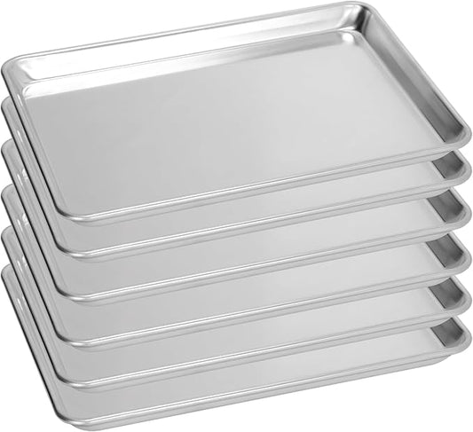 BIEAMA 6 Pack 15" × 21" Baking Sheet Pan Aluminum Commercial cookie sheets for baking by BIEAMA