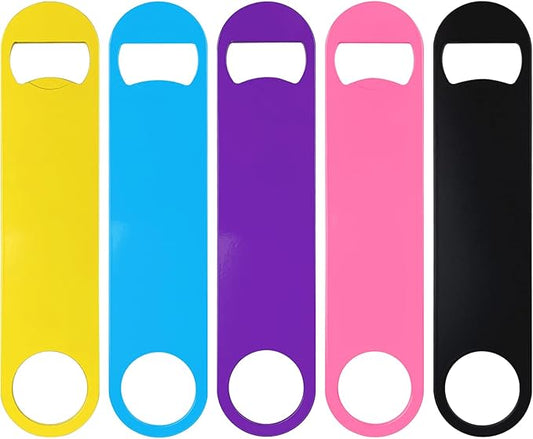 KTOJOY 5 Pack Stainless Steel Colorful Beer Bottle Opener Set, 7 Inch, Large Colorful Design, by KTOJOY