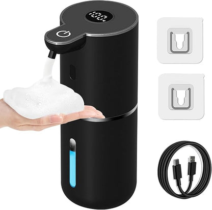 OHIFAST Automatic Foaming Soap Dispenser Touchless, USB Rechargeable Smart Hand Soap Dispenser, 6-Level Adjustable, 12.8oz/380mL, Compatible with Thick Thin Dish Soap for Bathroom Kitchen-Black by OHIFAST