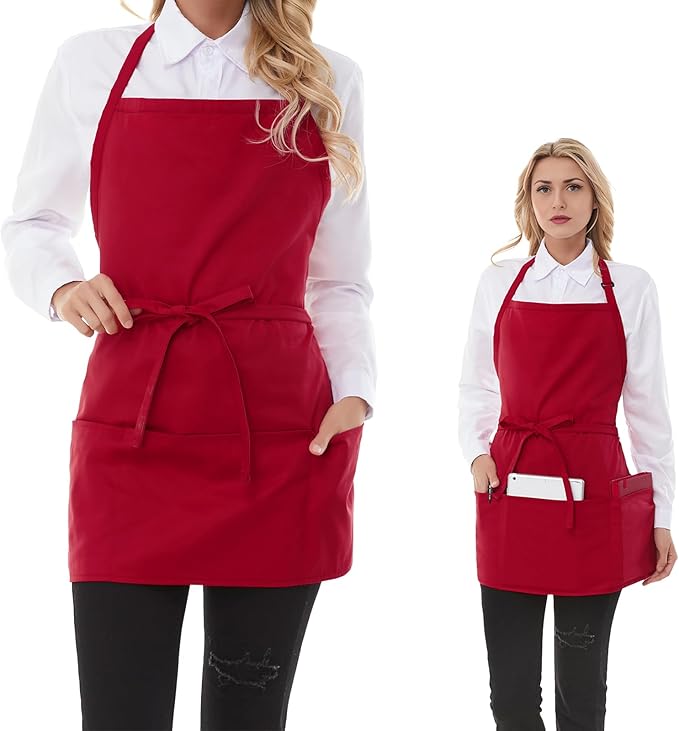 Aprons for Women with 3 Pockets, Server Apron, Aprons for Cooking, Chef Apron, Comfortable Material Adjustable