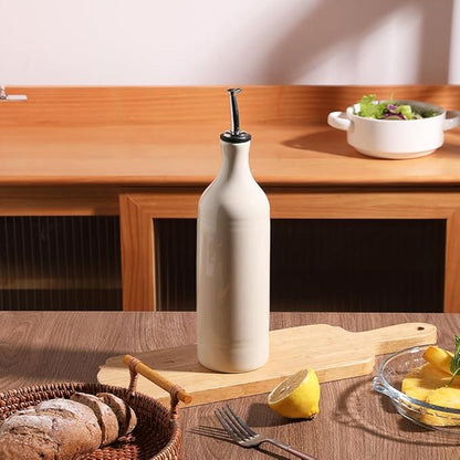 Sweejar Large Ceramic Olive Oil Dispenser Bottle, Opaque Oil Cruet Protects to Reduce Oxidation, Suitable for Storage Vinegar, Soy Sauce & Other Liquids, Pack of 1, 24 Fl Oz(Beige) - Image 4