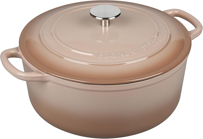 EDGING CASTING Enameled Dutch Ovens Cast Iron Dutch Oven Pot with Lid for Bread Baking, Cook, Dual Handle, 7 Quart, Mocha - Image 5