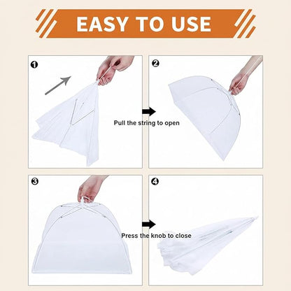 6 Pack Mesh Food Covers 17 Inch, White Pop-Up Food Tents, Collapsible Umbrella Screen Covers for Parties, BBQs, Picnics, Outdoor Camping Dining, Reusable Fly Cover - Image 4