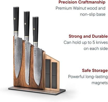 Yatoshi Knives Magnetic Kitchen Knife Block Set - Japanese 67 Layer High-Grade VG-10 Steel Knives, Sharp, G10 Handle Professional Kitchen Knife Set - Black Damascus (6 pieces) - Image 6