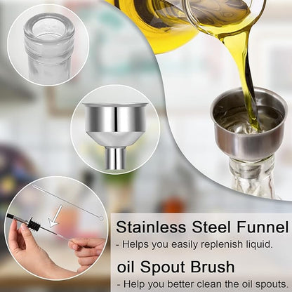 8 oz (250ml) Oil and Vinegar Dispenser Set - 2PCS Olive Oil Dispenser Bottles, Syrup Dispenser & Kitchen Oil Bottles with Pour Spouts and Funnel - Image 5