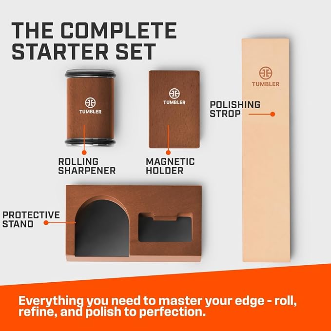 Tumbler Rolling Knife Sharpener Starter Set - Knife Sharpening Made Easy - Holiday Gift Set - Image 2