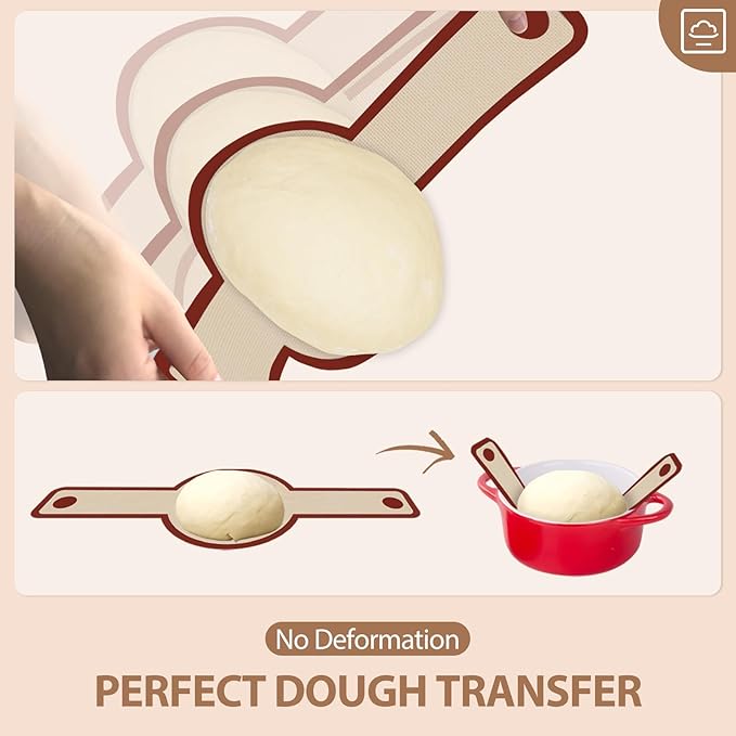 Silicone Bread Sling for Dutch Oven, 2 PCS Red Non-Stick & Reusable Bread Baking Supplies with Extra Long Handles, Easily Transfer Sourdough, Dishwasher Safe, Round - Image 3