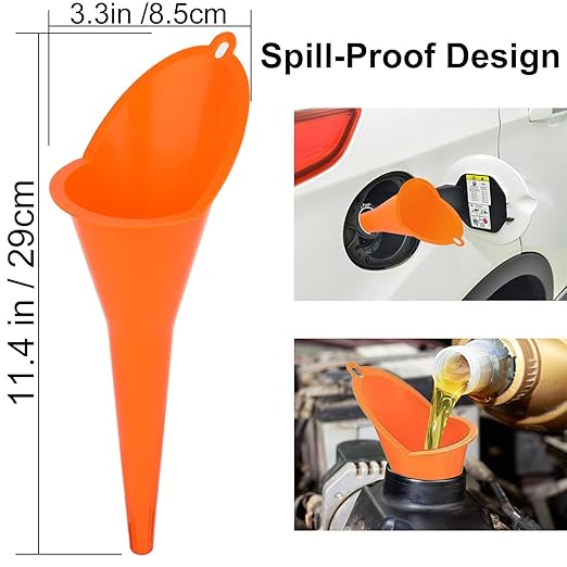 6 Pcs Automotive Oil Funnel Set – Wide Mouth Fuel Funnels with Long Neck, Flexible Spout & Removable Filter – for Gasoline, Coolant, Water, Engine Oil - Image 5