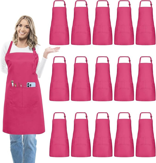 15 Pcs Adult Aprons Bulk with Pockets Adjustable Bib Chef Apron for Women Men Painting Cooking Crafting (S/L) by IMERAGO