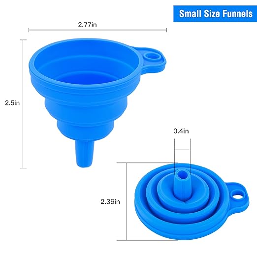 Kitchen Silicone Collapsible Funnel Set of 3,Small and Large,Flexible-Foldable-Cooking-Food-Grade Funnels for Filling Small or Mini Bottles,Perfume,Filling Capsules,Fry Oil Filter,Essential Oil,Spice - Image 3