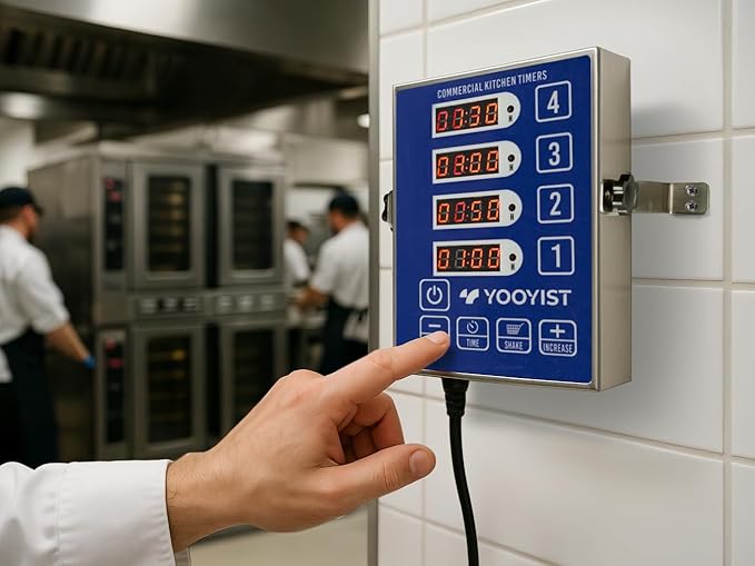 Precision Kitchen Timers for Cooking – 4 Channel Commercial Kitchen Timer Restaurant Kitchen Supplies – Stainless Steel Digital LED Chef Cooking Timer – Reminder Function, Loud Alarm, Blue - Image 7