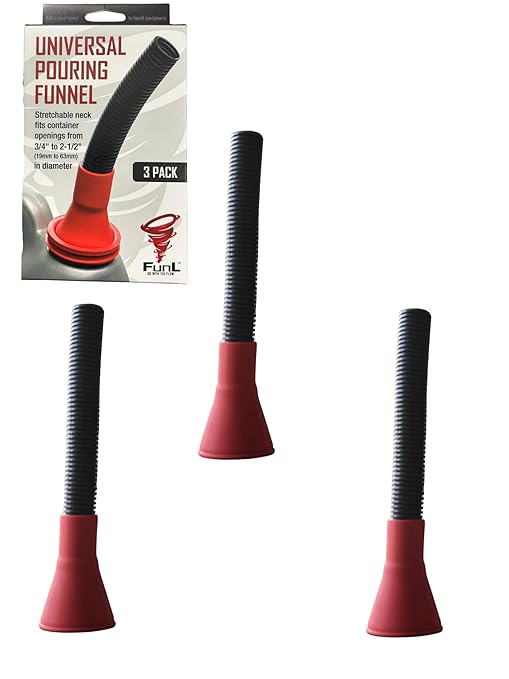 Stretchable Automotive Funnel 3-Pack – Universal Spill-Proof Flexible NBR Funnel for Oil, Gas, Coolant & Fluid Transfers – Chemical-Resistant, Compact & Reusable Car Maintenance Tool by Unknown