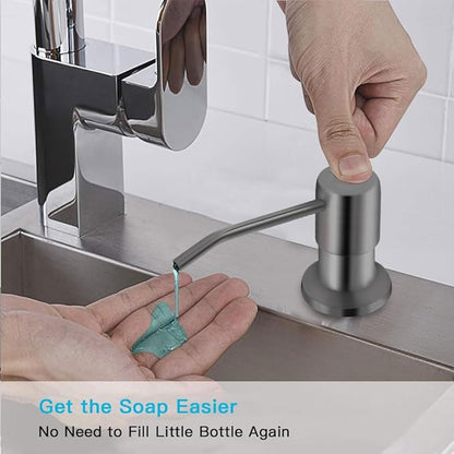 OHiHi Dish Soap Dispenser for Kitchen Sink, Countertop Sink Soap Dispenser Water Pump with 47” No-Spill Extension Tube Kit Design for Kitchen Bathroom, No More Refills （Gray） - Image 5