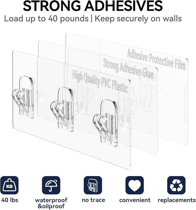 YASONIC Shower Caddy Adhesive, Rustproof Shower Shelves for Inside shower, No Drilling Bathroom Organizers and Storage, 6 Pack Large Capacity Bathroom Caddy for Kitchen & Home Decor-XXL Size - Image 7