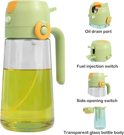 2 In 1 Oil Dispenser And Oil Sprayer, 16 Oz/470 Ml Oil Dispenser For Kitchen Spray, With Fine Mist Nozzle, Suitable For Cooking, Air Fryer, Salad, Grilling(1pcs) (white-A)