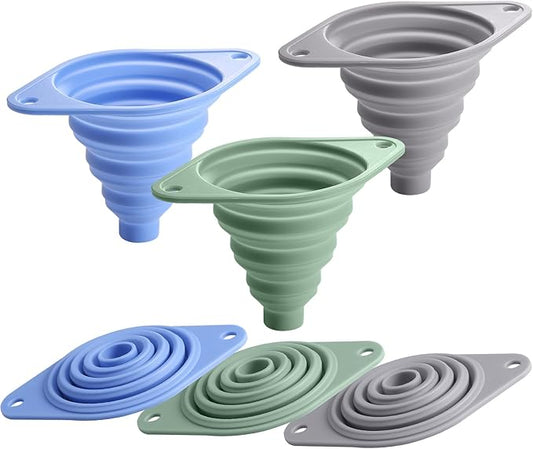 Kitchen Funnel Set 3 Pack, Collapsible Silicone Funnel for Kitchen Use Filling Bottles Liquid Food Transfer by Ecurfu