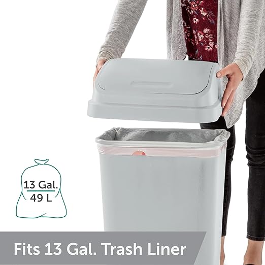 (5 Pack) Kitchen Trash Can, 13 Gallon Plastic Garbage Bin with Swing Top Lid, White, Gray(Gray) - Image 3