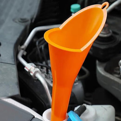5 Pcs Plastic Long Neck Oil Funnel for Oil Change,Multi-Function Long Funnel for Transmission Fluid Automotive Funnels, Car Water Diesel Fuel Kerosene Liquids Engine Set(Orange)