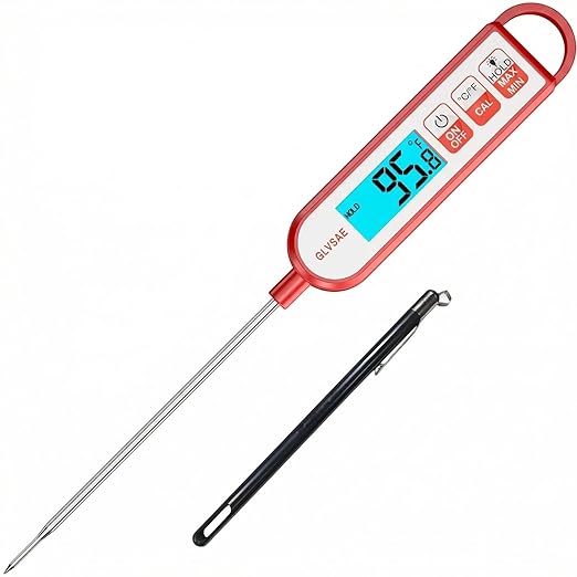 GLVSAE Digital Meat Thermometer Instant Readings in 1-2 Seconds Food Thermometer with Extended Probe Waterproof for Cooking, Confectionery Making, Barbecuing and as a Gift for Friends and Family