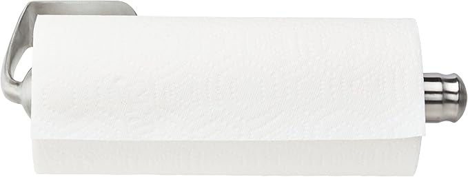 Kamenstein Perfect Tear Wall Mount Paper Towel Holder, Patented Design for One-Handed Use, Rounded Finial, 14-Inch, Brushed Silver Metal Finish - Image 3