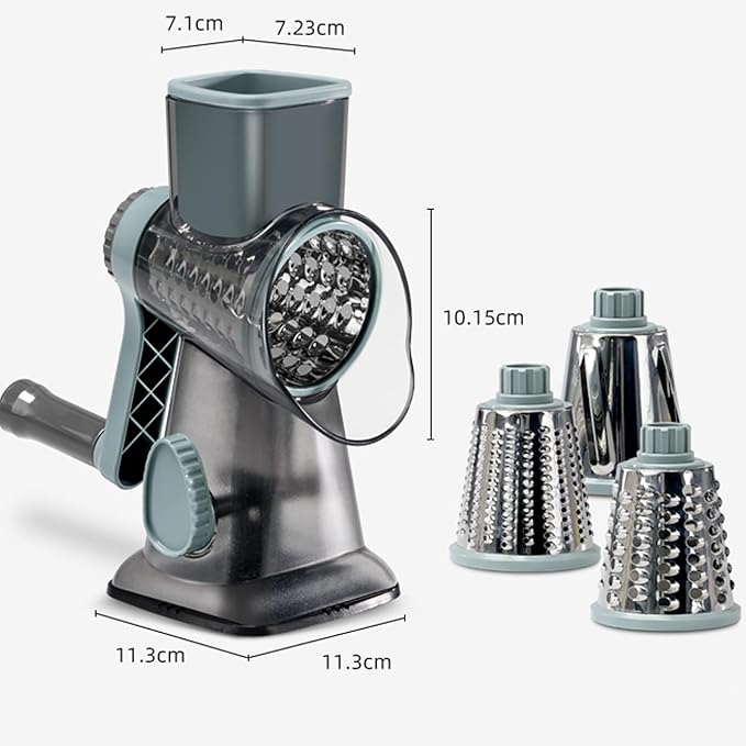 Cheese Grater with Handle, Multifunctional Manual Rotary Cheese Grater - Cheese Shredder Easily Chop Carrots, Potatoes, Vegetables and Fruits and Easy to Clean(blue) - Image 5