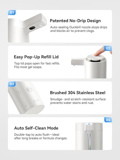 SUNLY Touchless Automatic Soap Dispenser – Clog-Free Pump, Fast Sensor, USB-C Rechargeable, Smudge-Resistant Stainless Steel, for Kitchen & Bathroom Soap Dispenser, White - Image 7