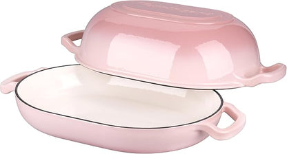 VORRINGARD Enameled Cast Iron Sourdough Bread Oven, Dutch Oven, Loaf Cast Iron Bread Pan for Homemade Bread Baking, Meatloaf Pan with Lid, 7QT, Pink - Image 5