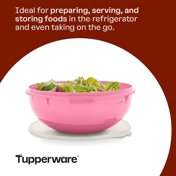 Tupperware Fix-N-Mix 1.7 Gallon Mixing Bowl with Lid, Pink Vintage Color, Dishwasher Safe and BPA Free (6.5 L) - Image 5