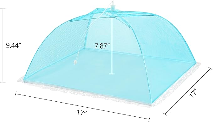 HBlife 6 Pack Colored Pop-Up Mesh Food Cover Tent for Outside,17 Inches Reusable and Collapsible Outdoor Food Covers Net for Party Picnic, BBQ, Camping, Gardening - Image 3