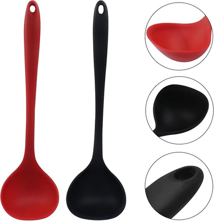 Jiozermi 2 Pcs Silicone Soup Ladle, 12-Inch Long Handle Ladle Spoon, Heat Resistant up to 600°F, Nonstick & Seamless Design for Easy Cooking and Serving, Durable and Easy to Clean - Image 5