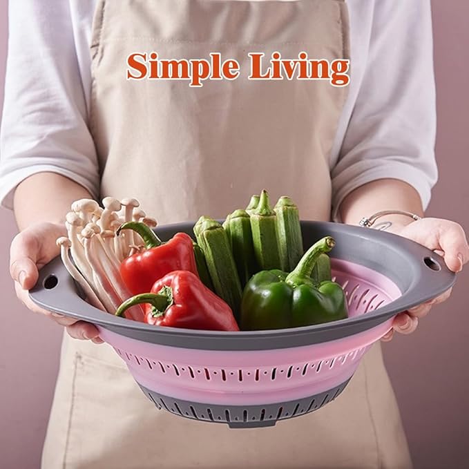 Collapsible Colander and Strainer,Silicone Strainer Colanders & Food Strainers,for Vegetable and Fruit, Kitchen Essentials (3, Pink, 1.3L+2.1L+2.5L) - Image 2