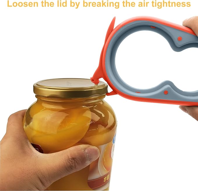 Otstar Jar Opener Bottle Opener and Can Opener for Weak hands, Seniors with Arthritis and Anyone with Low Strength, Mutil Jar Opener Get Lids Off Easily (Orange) - Image 4