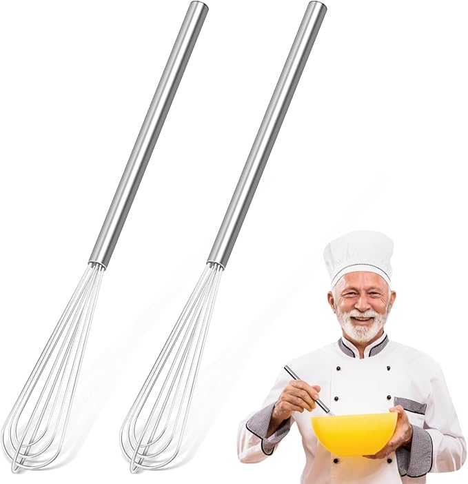 2 PCS Mini Whisk, Small Whisks for Cooking, Stainless Steel Mini Whisk Set - Essential Tiny Wire Whisk for Whisking, Beating, Blending Eggs & Sauces by Unknown