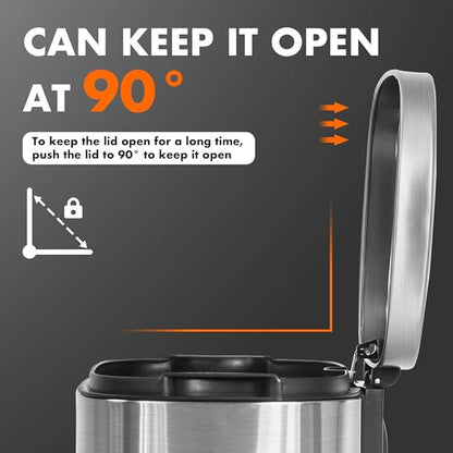 FDW | 8 Gallon Trash Can with Lid | Stainless Steel | Fingerprint Proof | Made of Stainless Steel | Soft-Close Step Pedal | Hands-Free Use | Easy to Clean | for Kitchen, Office, Bathroom - Image 2