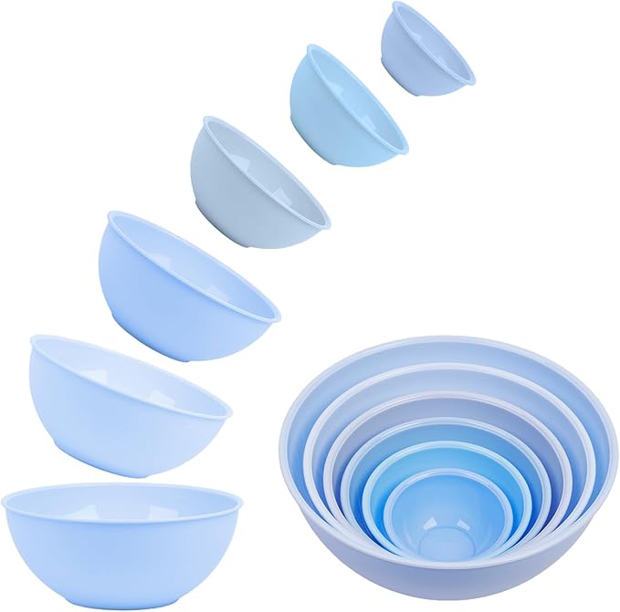 BoxedHome BPA Free Plastic Round Mixing Bowl with Lids, 12 Pack Nesting Bowls with Lids Set, Microwave and Dishwasher Safe Prep & Serving Bowls Great for Mixing, Baking, Serving (Pale Blue, 12pcs) - Image 5