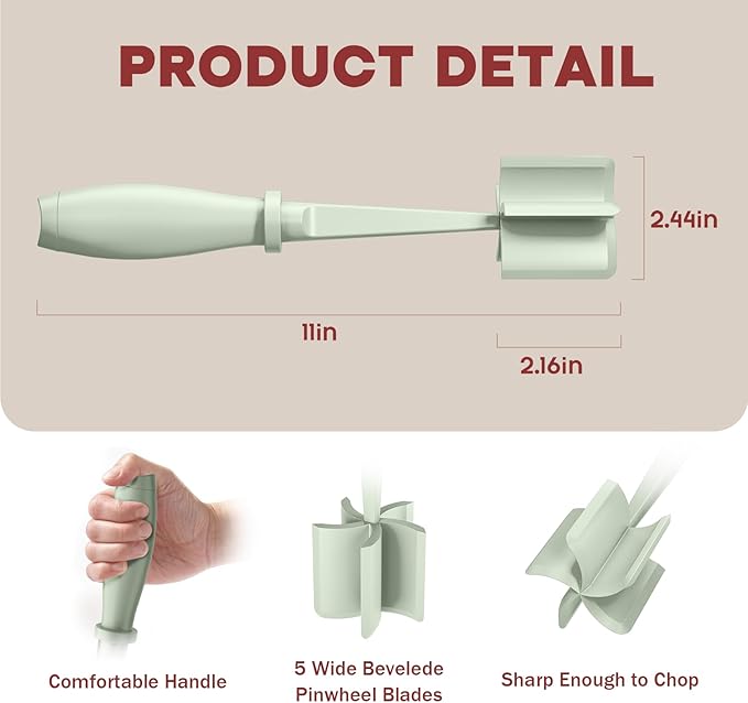 Meat Chopper, Hamburger Grinder, Premium Heat Resistant Smasher for Ground Beef, Burger Grinder Nylon Potato Mix Tool-Green - Image 2