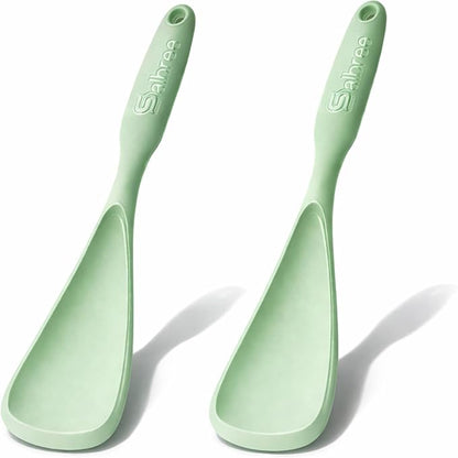 Silicone Spoon Spatula for Cooking - Multifunction Scoop Spatula Spoonula - Heat Resistant Cooking Spoon for Nonstick Cookware - Large Silicone Kitchen Spoon - Seamless Design (Mint,2pcs) by salbree