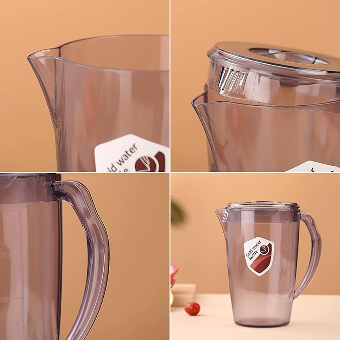 HOMQUEN Plastic Pitcher, 60 Oz/1.8L Water Carafe with Lid, Iced Tea Pitcher, Jar Pitcher, Jug with Handle for Tea, Juices, Milk, Cold or Hot Beverages (1 Pack/Gray) - Image 7