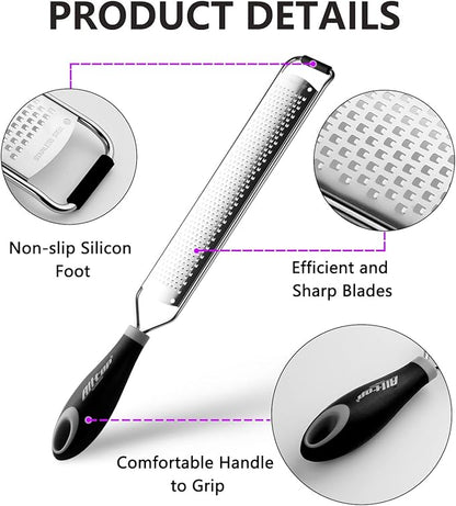 ALLTOP Lemon Zester, Hand-held Stainless Steel Food Grater,Pro Kitchen Tool for Cheese Parmesan Vegetable Ginger Garlic Nutmeg Citrus Lime Orange Chocolate Fruit - Fine Shredder - Image 7