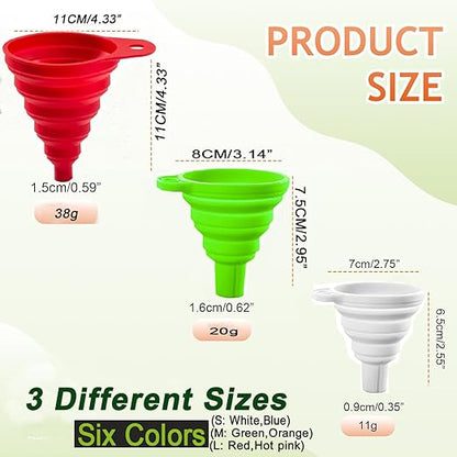 Kitchen Funnel Set of 6,Large Medium and Small,2025 Upgrade Silicone Kitchen Gadgets Accessories Food Grade Collapsible Funnels for Kitchen Use Filling Bottles Liquid Powder Transfer - Image 2