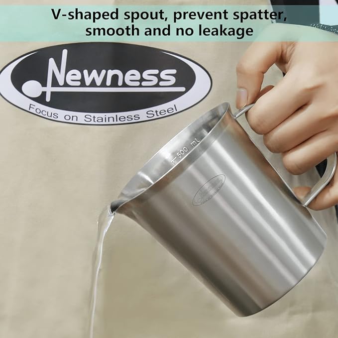 Newness Stainless Steel Measuring Cup, Metal Measuring Cup with Handle (Upgraded, 3 Marking Including Cup/ML/Ounce Scale), 16 Ounces (0.5 Liter, 2 Cup) (Pack of 2) - Image 5