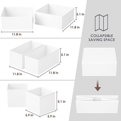 Criusia 6 Pack Clothes Drawer Organizer, Fabric Foldable Closet Dresser Drawer Organizer for Clothing, Bra Sock Underwear Drawer Organizer for Nursery Dorm Bedroom Organization (6 Bins, White) - Image 3